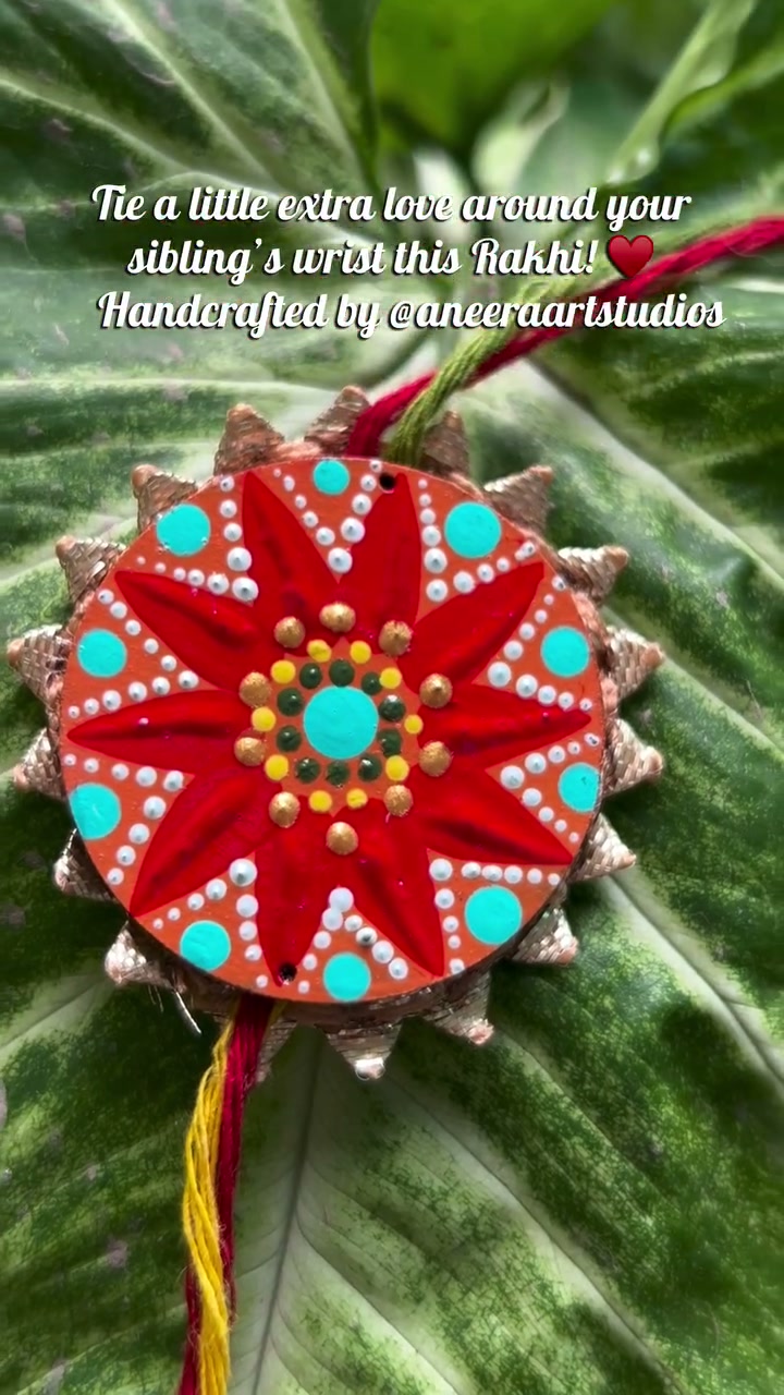 Hand-painted dot mandala rakhi