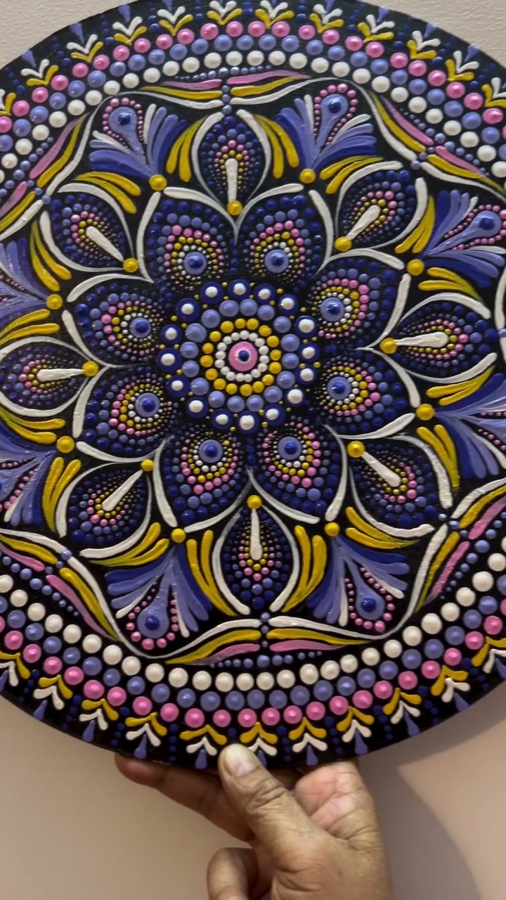 Hand-painted dot mandala plate